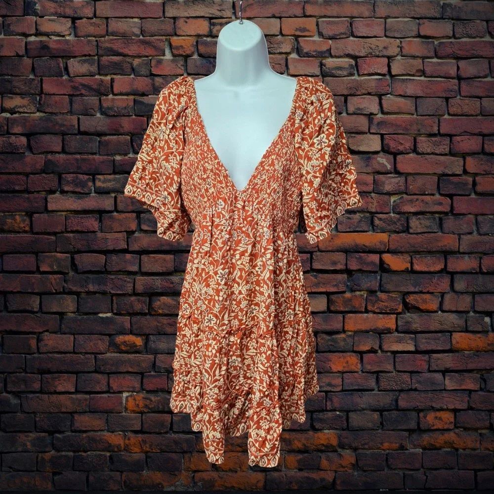 Angie Y2K Vintage Floral V-Neck Tunic Top Women's Medium Rayon Made in‎ India